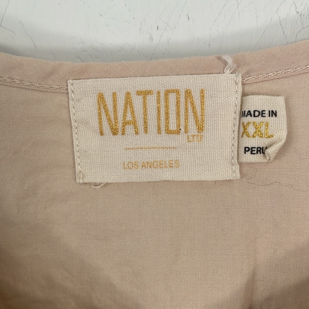 Nation LTD Cream Pleated Bib Puff Sleeve Tie Neck Sweatshirt XXL - Picture 3 of 9